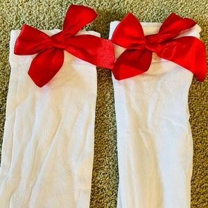 Thigh Highs White with Red Bows at Top